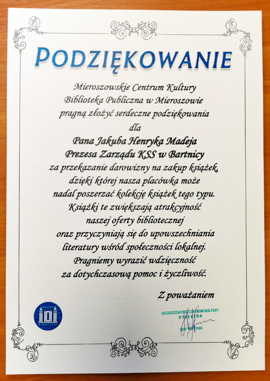 KSS Bartnica – dziękujemy za możliwość rozszerzania oferty bibliotecznej!